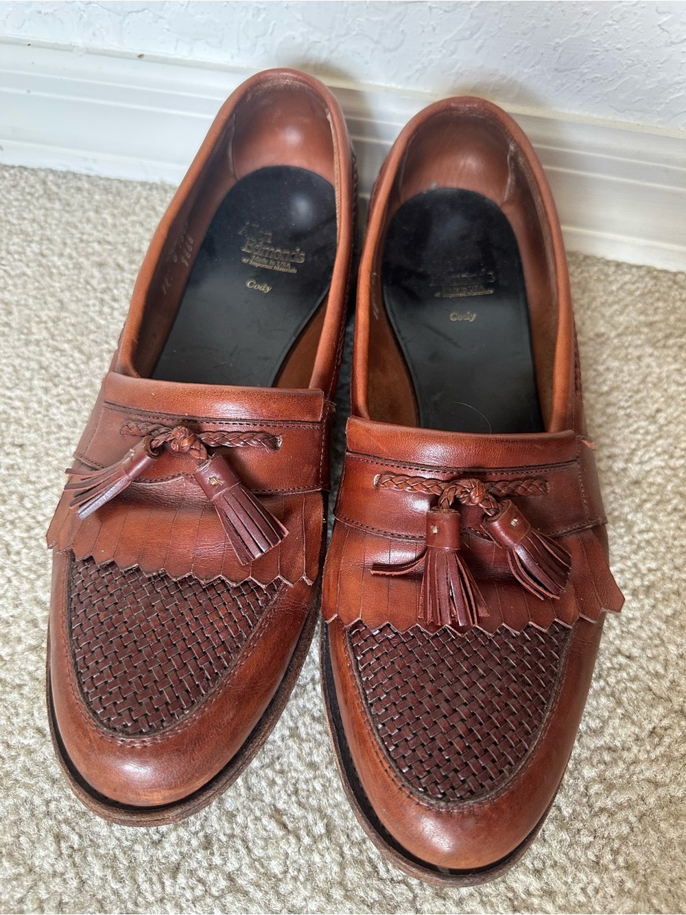 Allen Edmonds Cody Dress Shoes Brown Leather Tassel Loafers for Men Size 11.
